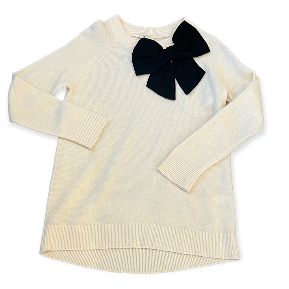 KATE SPADE Wool Bow Sweater Cream & Black Size Small - Picture 4 of 13